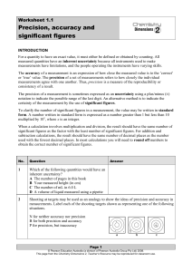 Precision, accuracy and significant figures