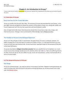 Chapter 6- An Introduction to Viruses