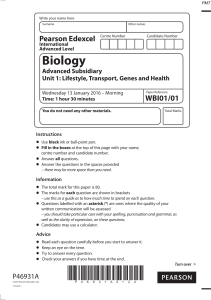 January 2016 (IAL) QP - Unit 1 Edexcel Biology A