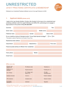 16/17 Unrestricted Practising Certificate application form