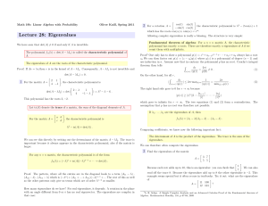 Lecture 28: Eigenvalues - Harvard Mathematics Department