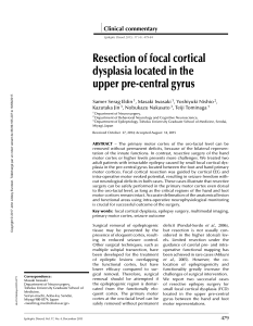 Resection of focal cortical dysplasia located in the upper pre