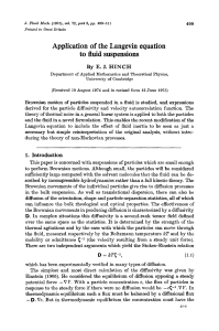 Application of the Langevin equation to fluid suspensions