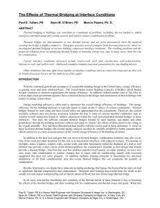 The Effects of Thermal Bridging at Interface Conditions