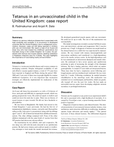 Tetanus in an unvaccinated child in the United Kingdom: case report