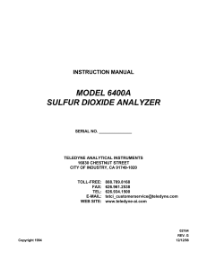 model 6400a sulfur dioxide analyzer