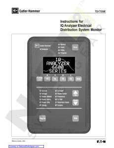 Instructions for IQ Analyzer Electrical Distribution System Monitor