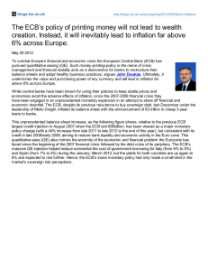 The ECB`s policy of printing money will not lead to wealth creation