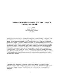 Statistical Inference in Economics, 1920-1965