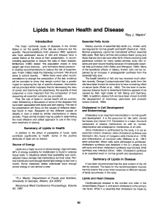 Lipids in Human Health and Disease