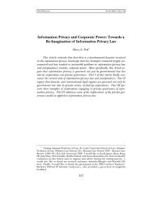 Information Privacy and Corporate Power: Towards a
