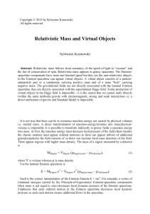 Relativistic Mass and Virtual Objects