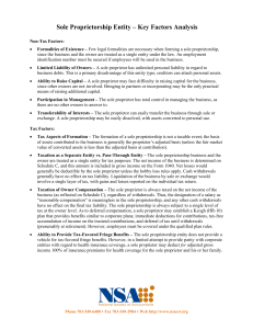 Sole Proprietorship Entity – Key Factors Analysis