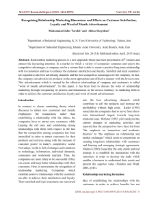 Recognizing Relationship Marketing Dimensions and Effects on