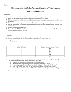 Microeconomics: Unit 3: The Nature and Function of Factor Markets