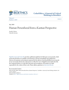 Human Personhood from a Kantian Perspective