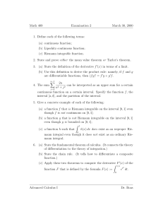 Math 409 Examination 2 March 30, 2000 1. Define each of the