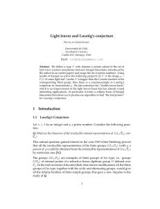 Light leaves and Lusztig`s conjecture 1 Introduction
