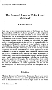 The Learned Laws in `Pollock and Maitland`