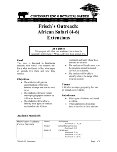 Frisch`s Outreach: African Safari (4-6) Extensions