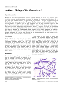 Anthrax: Biology of Bacillus anthracis - ePrints@IISc