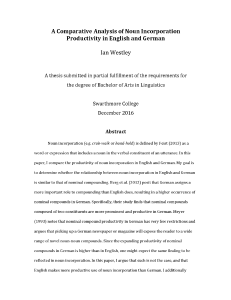 A Comparative Analysis of Noun Incorporation Productivity in