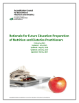 Rationale for Future Education Preparation of Nutrition and Dietetics