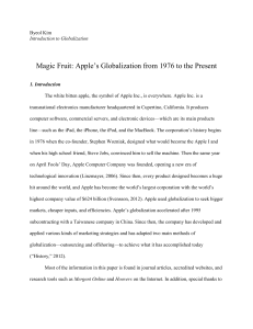 The Magic Fruit: Apple`s Globalization from 1976 to the Present