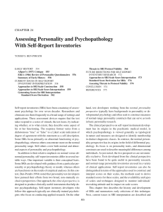 Assessing Personality and Psychopathology With Self