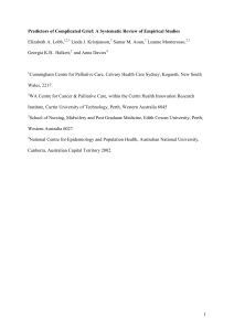 1 Predictors of Complicated Grief: A Systematic Review of Empirical