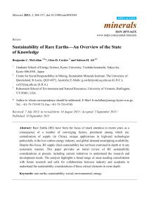 Sustainability of Rare Earths—An Overview of the State of Knowledge