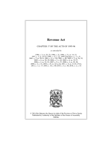 Revenue Act - The Nova Scotia Legislature