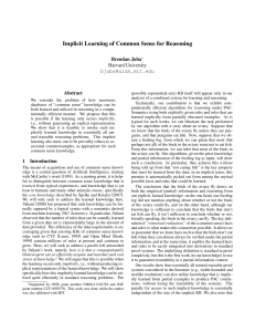 Implicit Learning of Common Sense for Reasoning