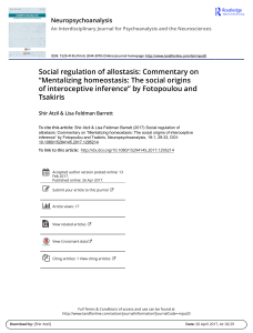 Social regulation of allostasis: Commentary on “Mentalizing