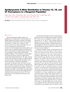 Apolipoprotein E Allele Distribution in Trisomy