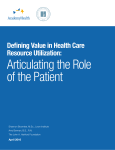 Defining Value in Health Care Resource Utilization