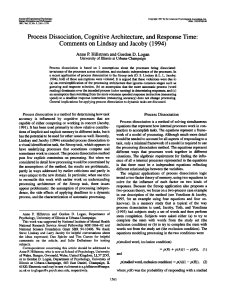 Process Dissociation, Cognitive Architecture, and Response Time