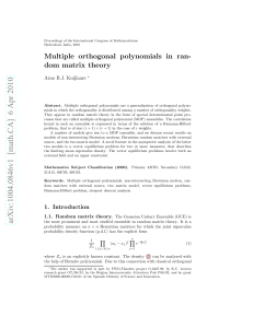 Multiple orthogonal polynomials in random matrix theory