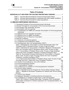 Section III - Immunization of Special Populations