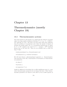 Chapter 13 Thermodynamics (mostly Chapter 19)
