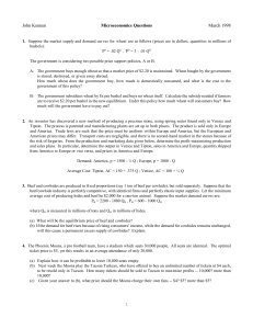 John Kennan Microeconomics Questions March 1998