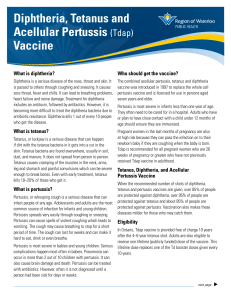 Diphtheria, Tetanus and Acellular Pertussis (Tdap) Vaccine