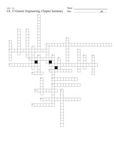Ch. 13 Genetic Engineering, Chapter Summary Date