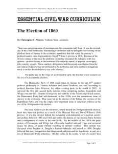 The Election of 1860 - Essential Civil War Curriculum