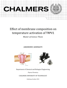 Effect of membrane composition on temperature activation of TRPV1