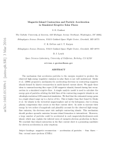 Magnetic-Island Contraction and Particle Acceleration in Simulated