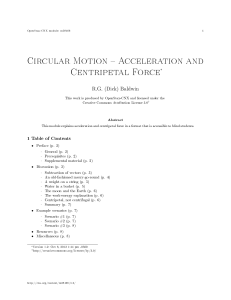 Circular Motion Acceleration and Centripetal Force