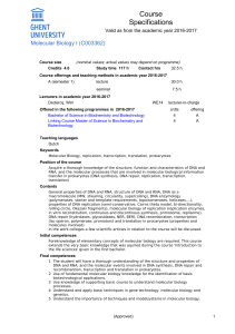 Molecular Biology I