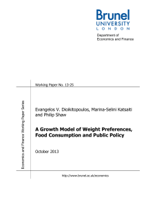 A Growth Model of Weight Preferences, Food