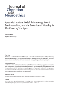 Apes with a Moral Code? Primatology, Moral Sentimentalism, and